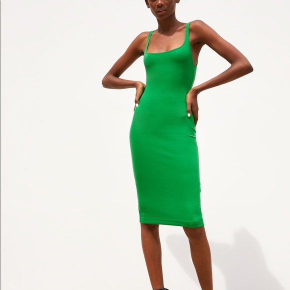 green slip dress zara Zara neon green slip dress